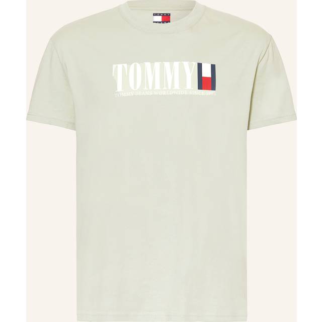 Tommy Jeans for man. DM0DM21941 Round neck T-shirt with green logo (L), Casual, Cotton, Short sleeve