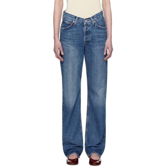 Agolde, Straight Jeans, female, Blue, W26, Blue V-Waist Jeans Women's Clothing