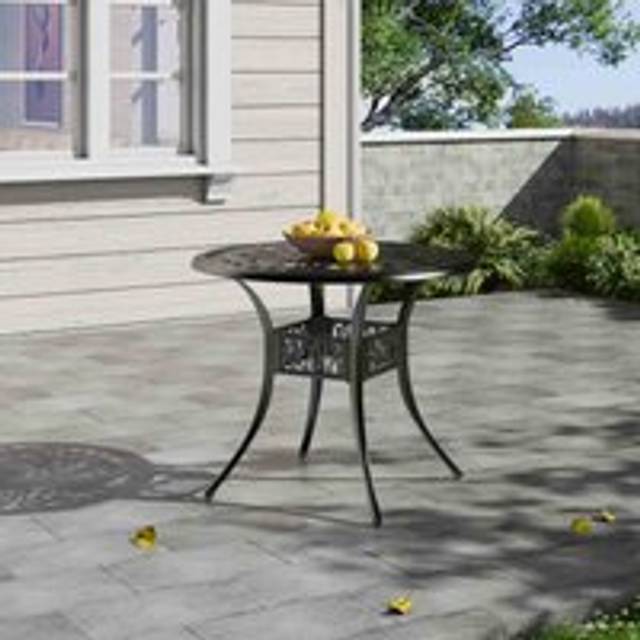 Garden Sanctuary Vintage Round Dining Table With Parasol Hole, Black