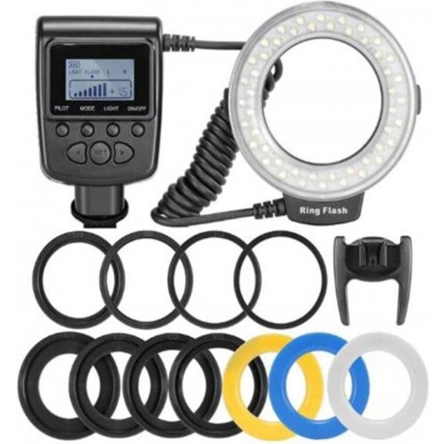 Led Ring Flash Light Speedlight For Nikon Canon Pentax Fujifilm Dslr Cameras Shoe Black Flash Lighting Kits