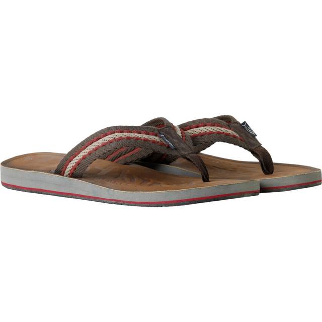 (7 UK, Antique Tan) Weird Fish Mens Malham Faux Leather Flip Flops