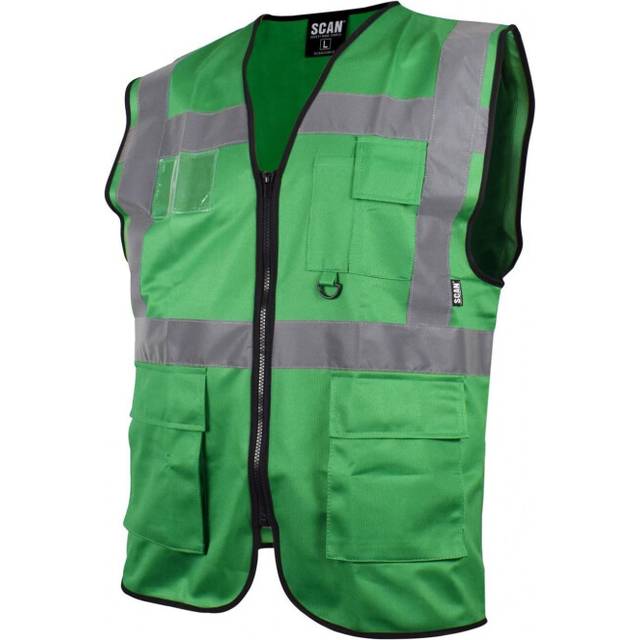 (XL (46in), Multi Colour) Scan Hi-vis Utility Green Waistcoat