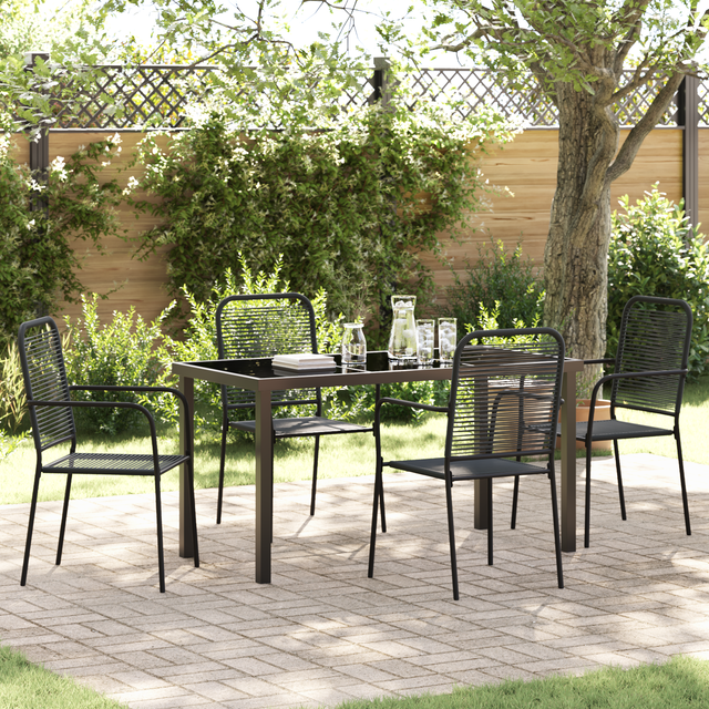 vidaXL Garden Dining Set 5 pcs Black Cotton rope and steel