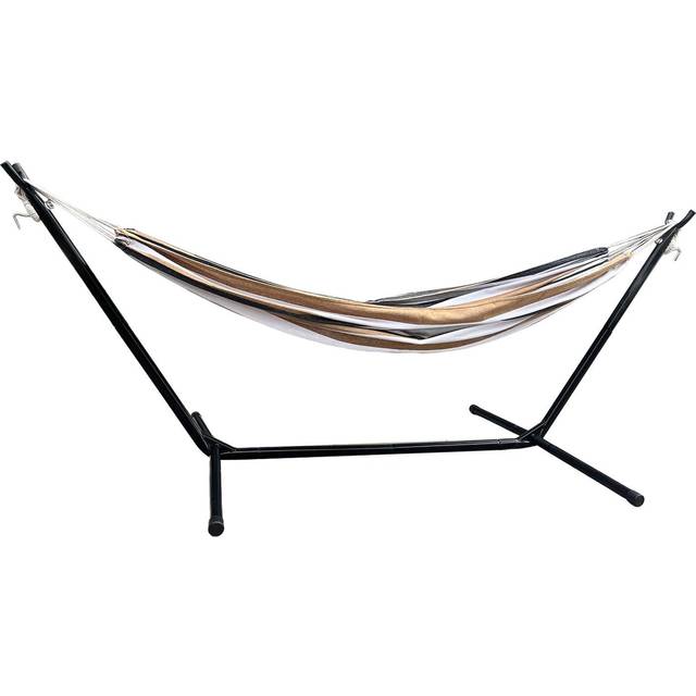Hammock with Iron Stand Canvas Single Person Portable Hammock with Carrying Bag for Outdoor Garden