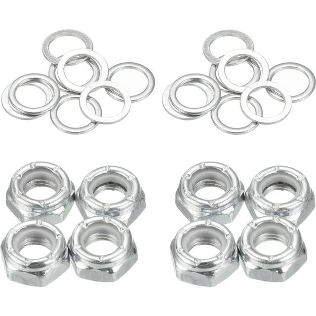 Skateboard Lock Nuts Set, 2 Set 5/16 Skateboard Truck Axle Washers Spacer Hardware Repair Kit for Longboard Cruiser, Silver
