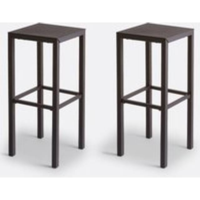 Set of 2 Choe Perforated Metal Bar Stools - Matt Black - ONE SIZE