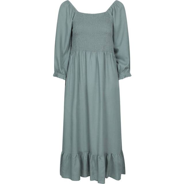 (14 UK, Khaki Green) Mountain Warehouse Womens/Ladies Cadiz Shirred Long-Sleeved Midi Dress