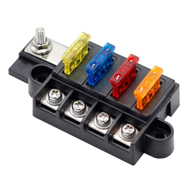 Blade Fuse Box for Automotive Boat Marine 4 Way 12-32V Circuit Block with Cover