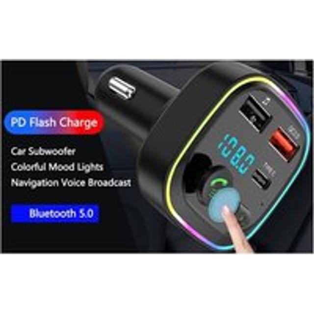 Bluetooth FM Transmitter Car Radio Adapter PD 20W,Type-C and QC3.0,Support TF Card/USB Key