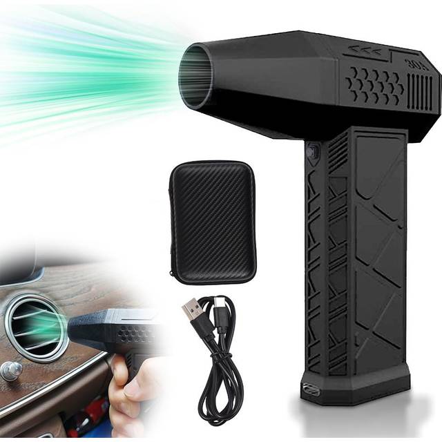 Elektrisk Air Duster Tryckluft Duster Hastighet Justerbar Turbo Fläkt Inbyggd 2x1300mAh svart