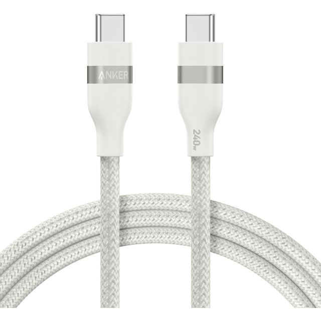 Anker USB-C to USB-C Cable (240W, Upcycled-Braided) 6ft / White