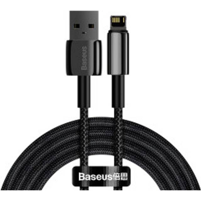 Stark flätad kabel USB Iphone Lightning 2,4 A 2 m svart