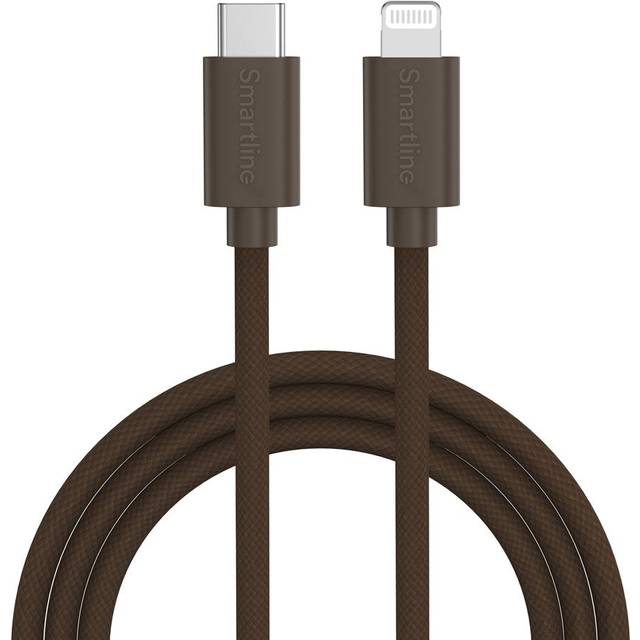 Smartline (3A/27W) USB-C till Lightning Braidy Kabel 2m - Mörkbrun
