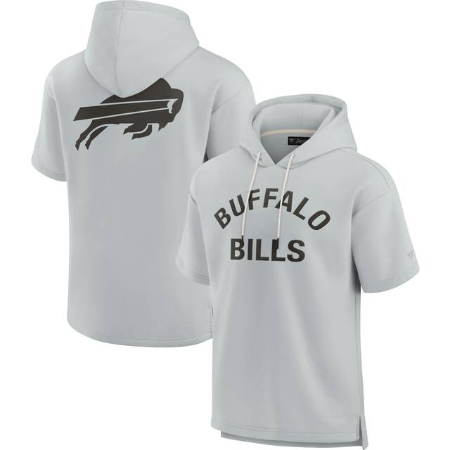 Unisex Fanatics Gray Buffalo Bills Elements Super Soft Fleece Short Sleeve Pullover Hoodie - 4XL