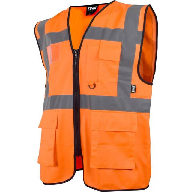 (XL (48in), Multi Colour) Scan Hi-vis Utility Orange Waistcoat