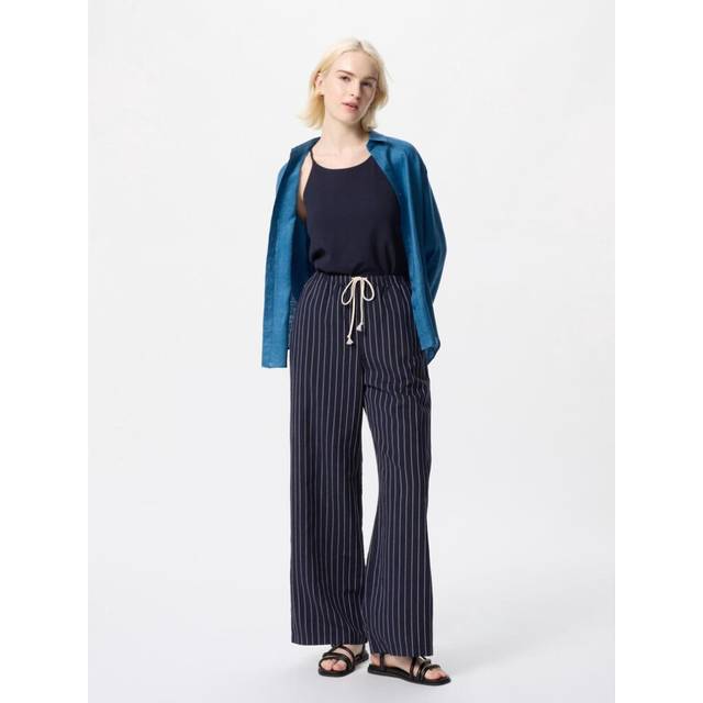 (69 NAVY/XXL) Uniqlo Japan Linen Blend Easy Pants Long Length