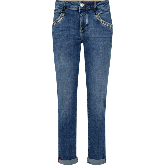 Mid Blue Tapered Jeans with Metallic Thread