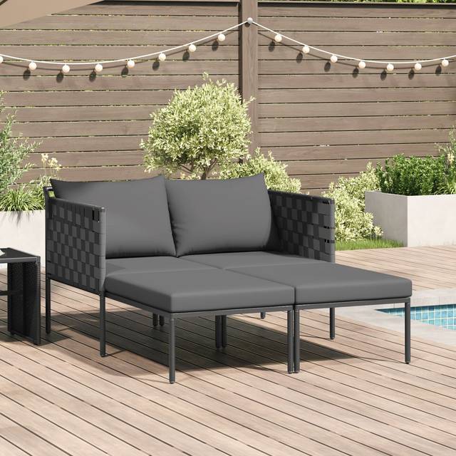 Sunbed with Cushions 2-Person Anthracite 115x153x69,5 cm Steel vidaXL