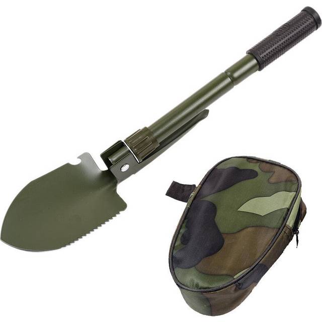 (Green) Multifunctional Military Folding Shovel Mini Garden Camping Shovels Outdoor Survival Pocket Tools Aluminium Alloy Handle