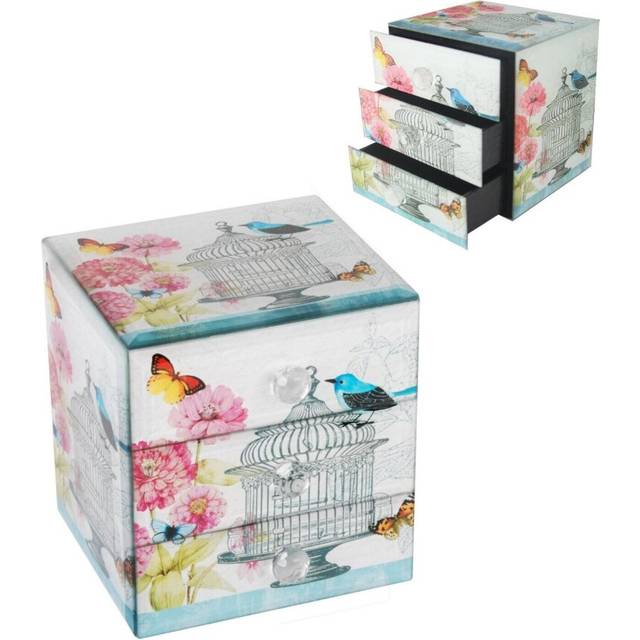 (Cage â 3 Drawer Square) Jewellery Box Cosmetic Organiser Makeup Drawer