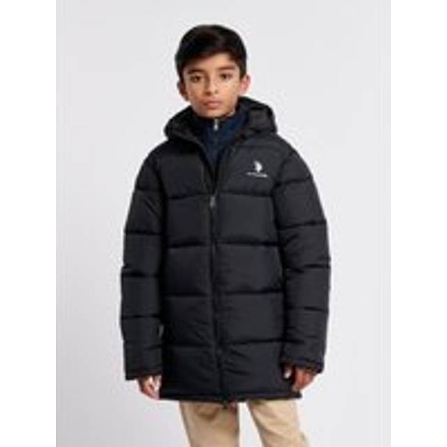 Longline Puffer Jacket - Black - 14-15 Years