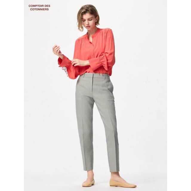 (05 GRAY/M) Uniqlo Japan Linen Cotton Ankle Pants