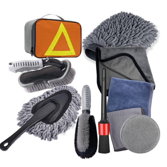 Car Wash Tool Brush 10-Piece Set Tire Hub Densified Large Glove