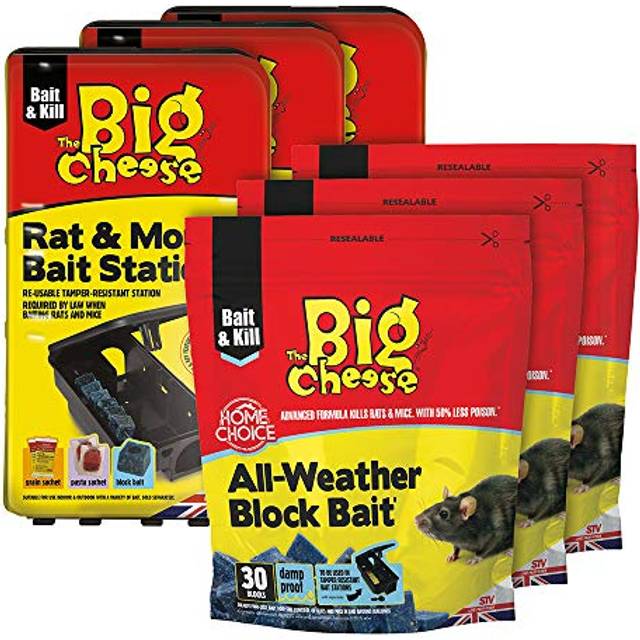 3 Rat and Mouse Bait Box and Rat and Mouse Poison (900 g) - Rat Poisoning Blocks, Rat Poison, Mouse Poison, Rat Killer, Mouse Killer