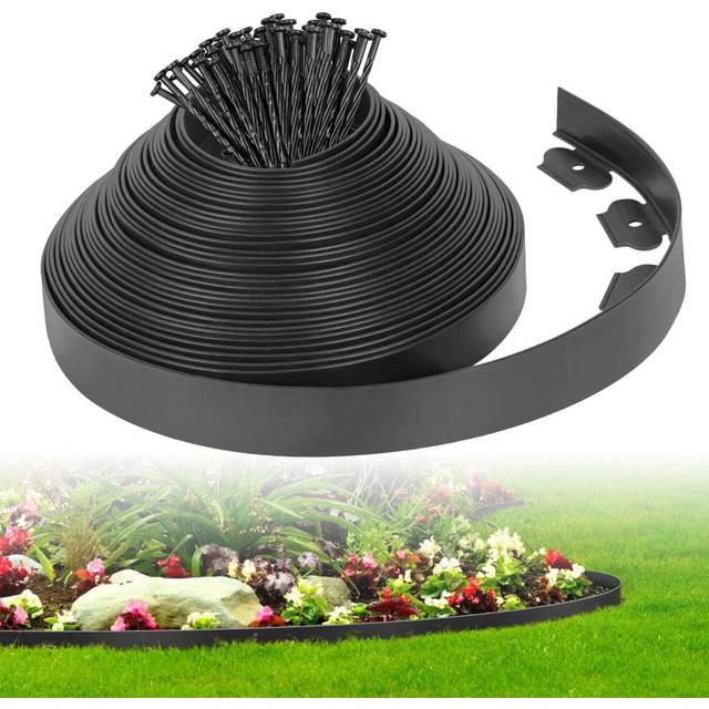 50 FT Landscape Edging Border with 60 Spikes  No Dig Garden Edging Border 1.8 Inch Tall Lawn Edging Border  Plastic Edging Border Flexible for Garden