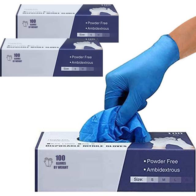 Surgicals Powder Free Nitrile Gloves, Food Grade, Hand Disposable Gloves - 200 Count - Blue (200, Small)