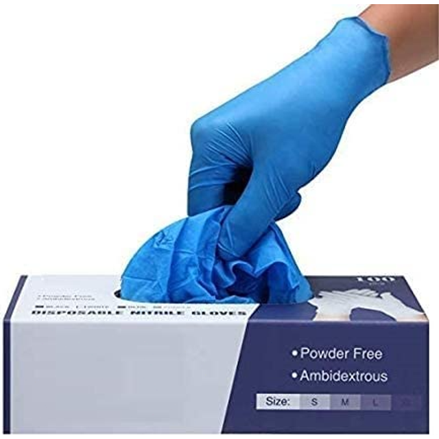 Surgicals Powder Free Nitrile Gloves, Food Grade, Hand Disposable Gloves - 100 Count - Blue (100, X-Large)