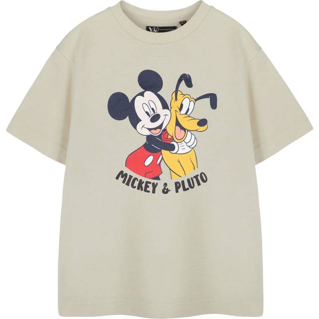 (7-8 Years, Beige) Disney Boys Mickey & Pluto Short-Sleeved T-Shirt