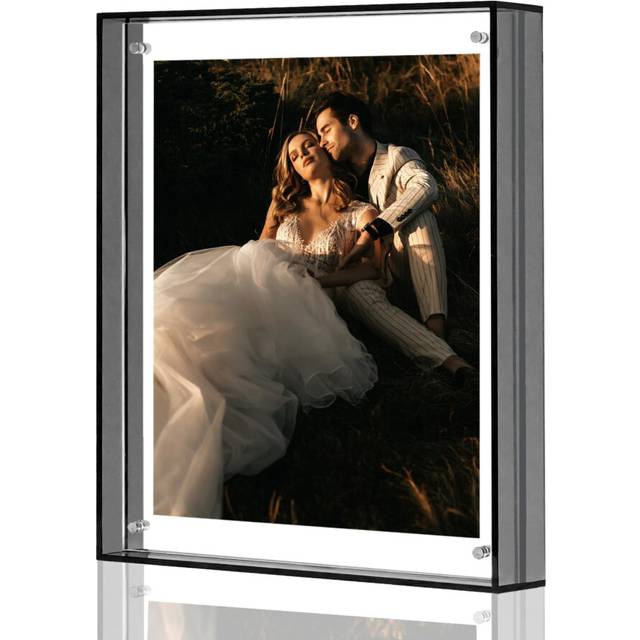 8x10 Picture Frames  Stunning Color Acrylic Photo Frame  Wall & Tabletop Display Frames  Modern Floating Style for Home Office Decoration  Black (1 Pa