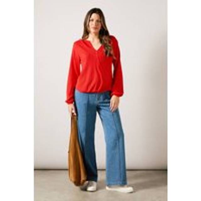 Womens Red Jersey Wrap Top - 8