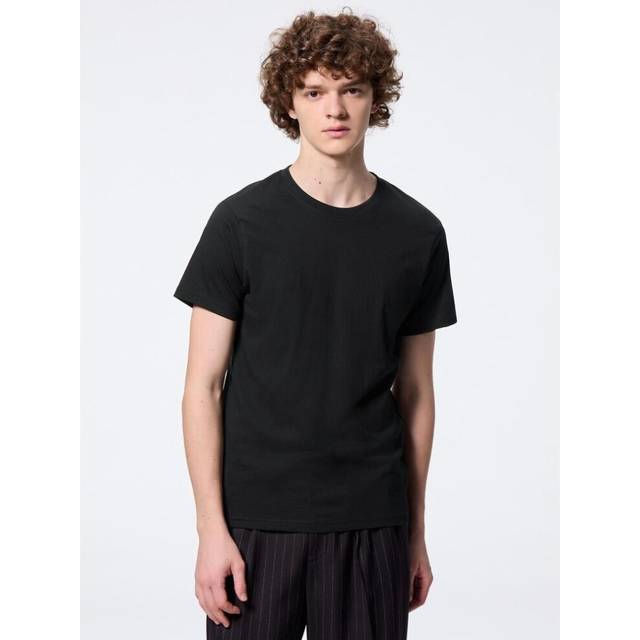 (39 DARK BROWN/XS) Gu By Uniqlo Cotton Collar Crew Neck Tee