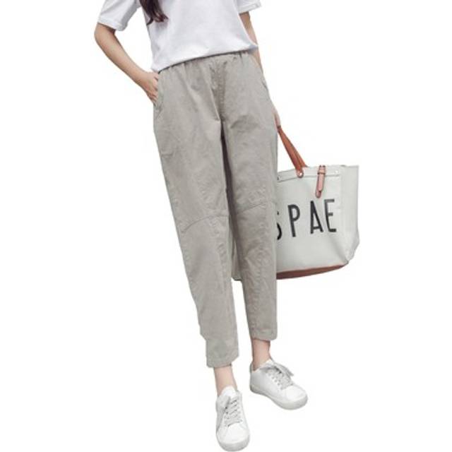Spring autumn cotton linen harem women long pants loose plus size casual7163