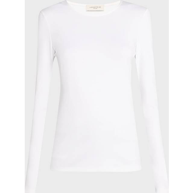 Scoop-Neck Stretch Cotton T-Shirt - WHITE - X-Small