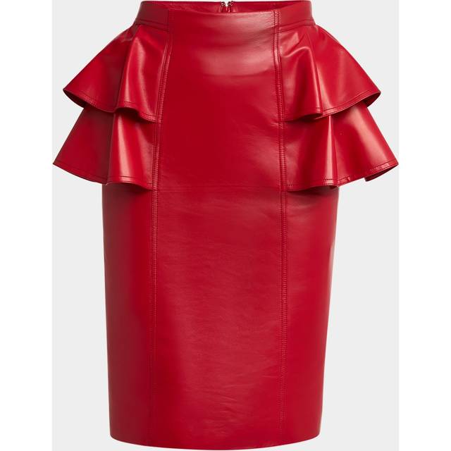 Valentino Leather Midi Skirt Woman RED 44