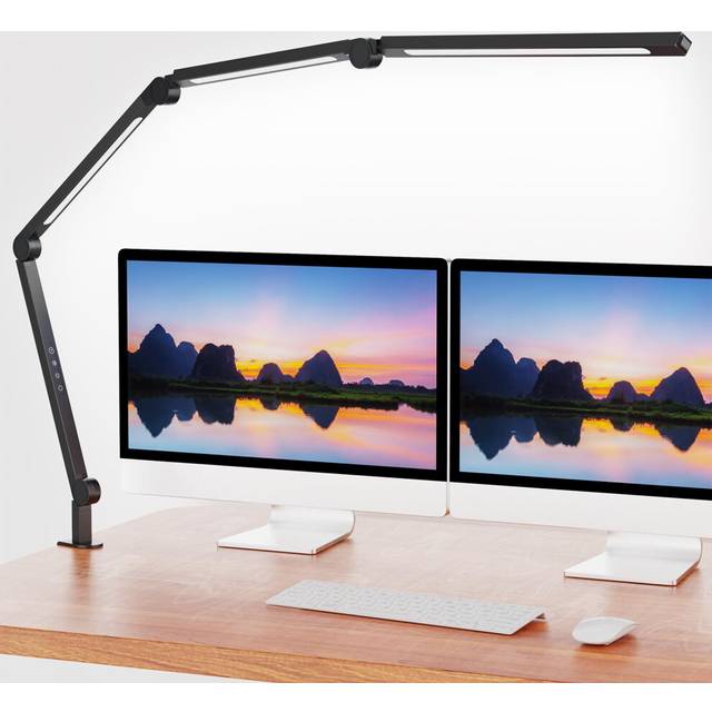 AILBTON LED Desk Lamp with Clip,Multi-Angle Flexible 4 Sections 3 Light Sources Office Desk Lamp,4 Color Temperatures and 5 Brightness Levels,Night