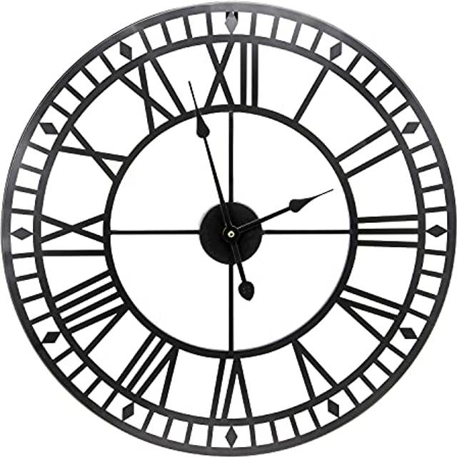 60cm large wall clock outdoor garden big roman numerals giant open face metal