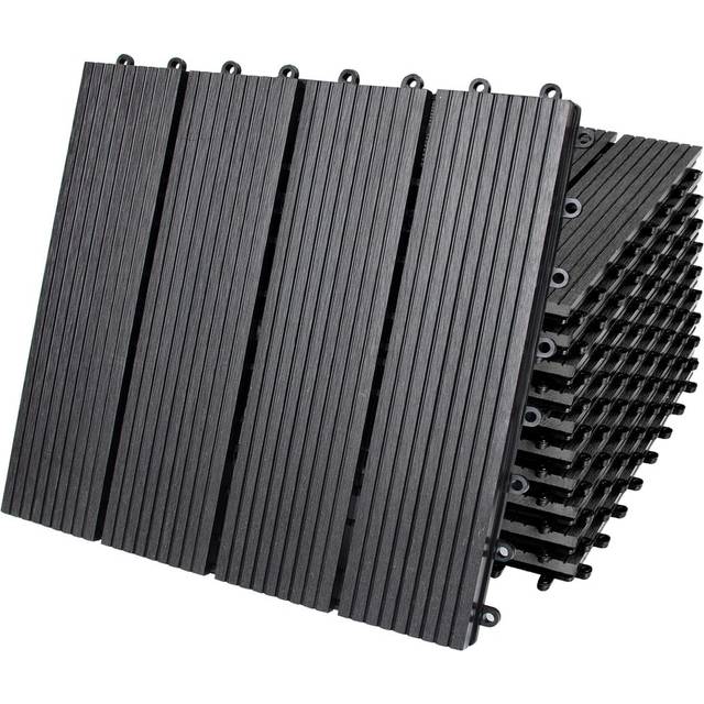 Composite Decking Tiles 11Pcs Anthracite 30x30cm Interlocking