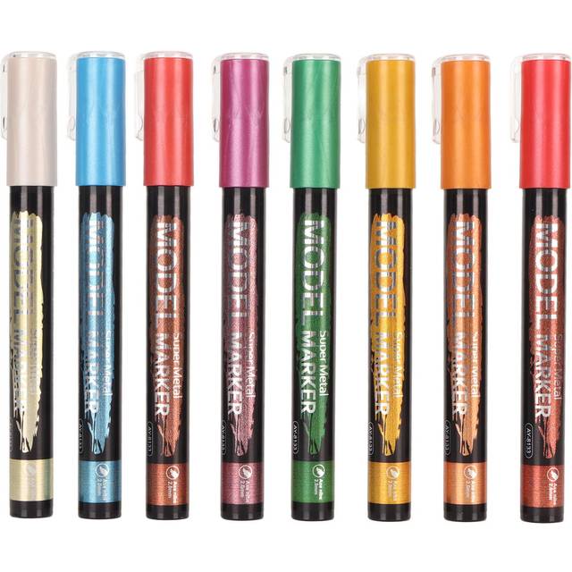 8pcs Metallic Marker Pens Set Multipurpose Waterproof Colorfast Fine Nib Metallic Painting Markers