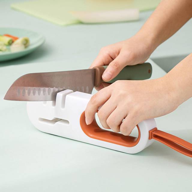 Kitchen Knife Sharpener Fine Scissor Sharpening Device Fast Portable Handheld Hanging Design White
