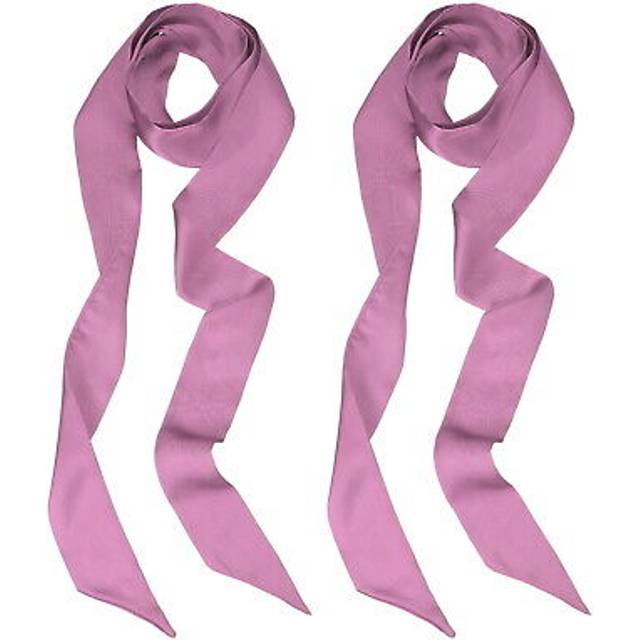 2 pcs stylish ribbon scarf solid color skinny scarf long satin sash dark pink