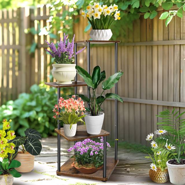 (5 Tiers) Tall Corner Plant Stand Indoor Metal Tiered Shelf for Multiple Plants, Sturdy Display Rack for Living Room, Balcony, Patio, Bedroom