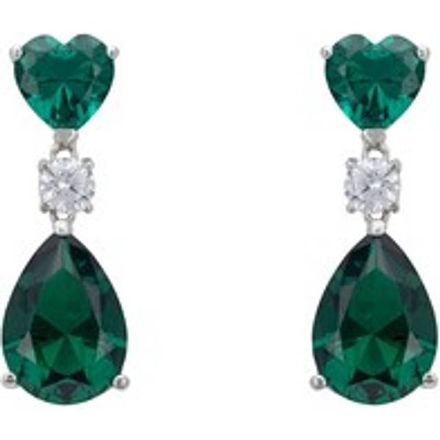 Irina Emerald Teardrop Earrings Silver - Green - One Size