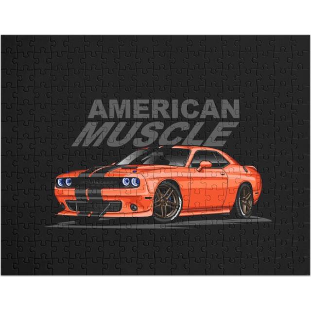 (American Muscle Challenger (Orange)=7792) Jigsaw Puzzle Wooden 300-Piece for Adults Kids Seniors- Home Decor Family Activity Game Wall Art 38x26cm /