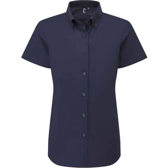 (S, Navy) Premier Womens/Ladies Supreme Oxford Short-Sleeved Formal Shirt