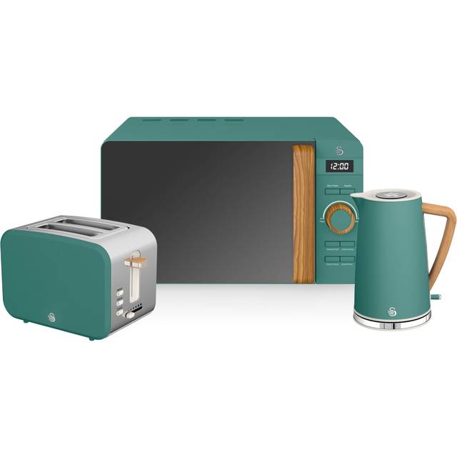Nordic Green 2-Slice Toaster, Kettle, and Microwave Bundle - Green