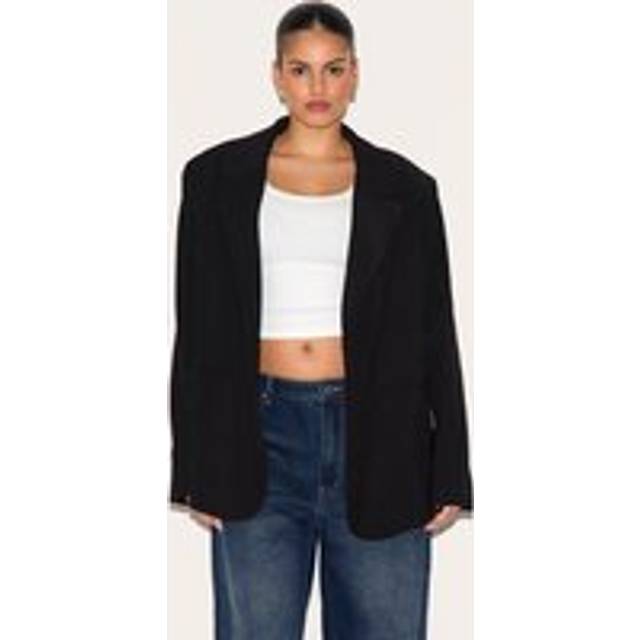 Plus Extreme Black Oversized Exaggerated Collar Blazer, Extreme Black - 24